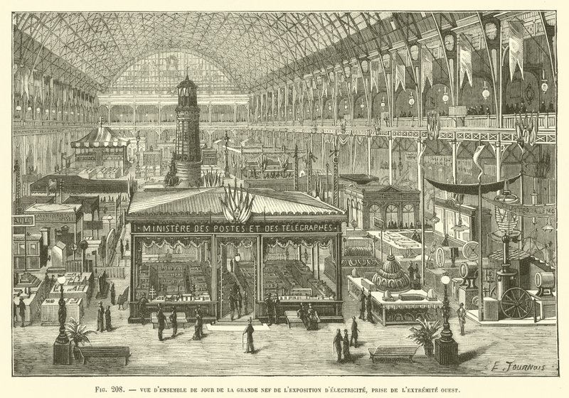 Daytime Overview of the Great Nave of the Electricity Exhibition, Taken from the West End by French School