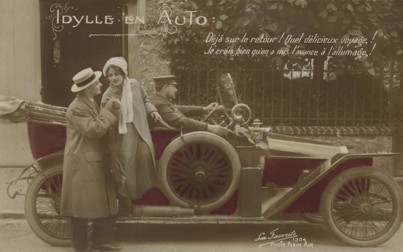Couple with a motor car by French Photographer