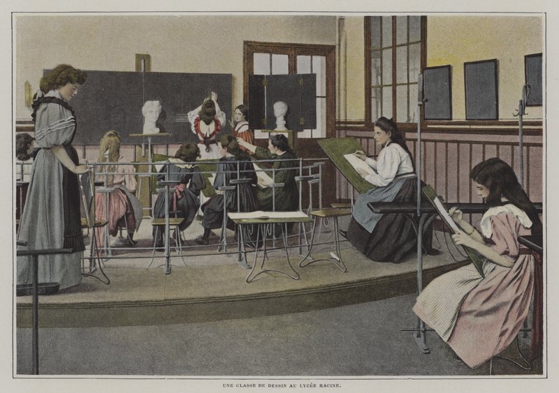 Drawing class at the Lycee Racine, Paris by French Photographer