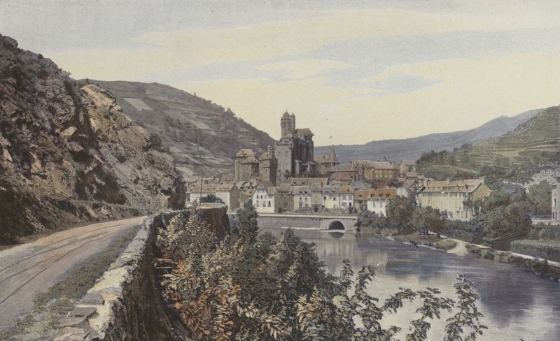 Estaing, General View, Upstream from the Lot by French Photographer