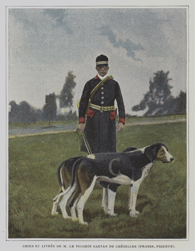 Hound and Huntsman in the Livery of the Hunt of Vicomte Gaetan de Chezelles, France by French Photographer