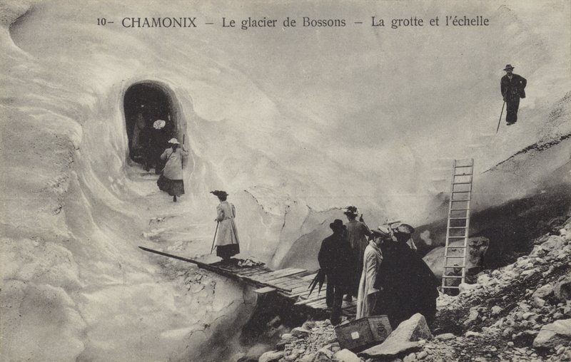 Ice grotto and ladder, Bossons Glacier, Chamonix, France by French Photographer