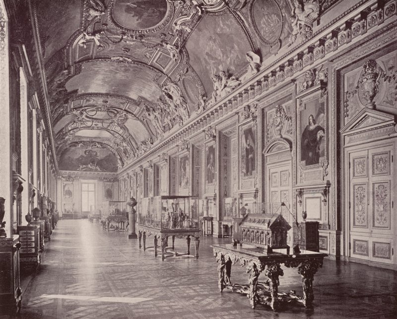 Paris: Gallery of Apollo, Louvre Museum, looking South by French Photographer