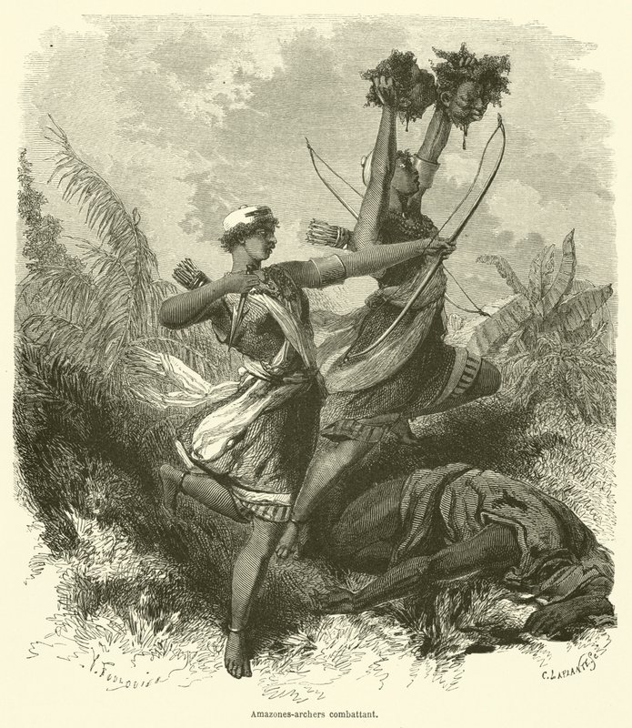 Amazon Archers Fighting (engraving) by French School