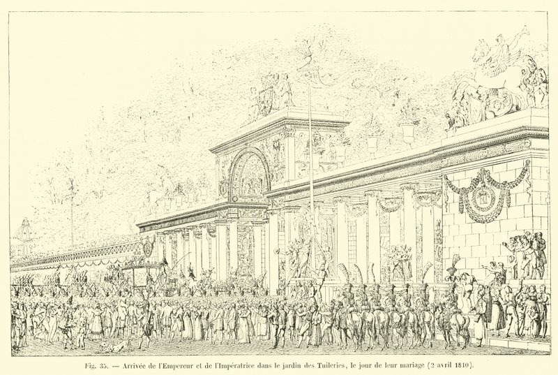 Arrival of the Emperor and Empress in the Tuileries Garden on Their Wedding Day, April 2, 1810 by French School