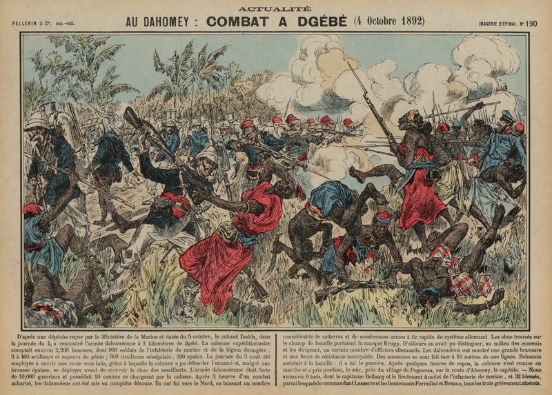 Battle of Dgebe, Dahomey, Second Franco-Dahomean War, 4 October 1892 by French School