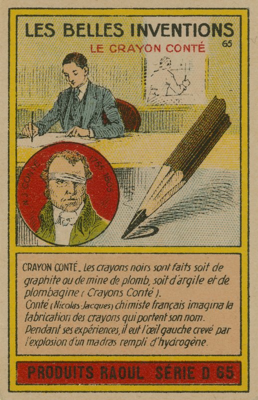 Beautiful Inventions Card, Conte Crayon by French School