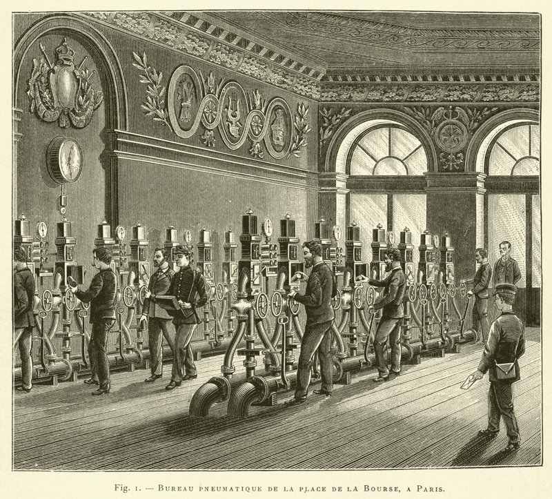 Pneumatic Office at the Place de la Bourse, Paris by French School