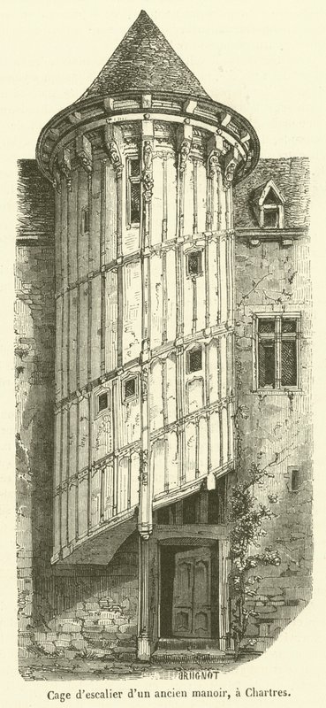 Staircase of an Old Manor, in Chartres (engraving) by French School