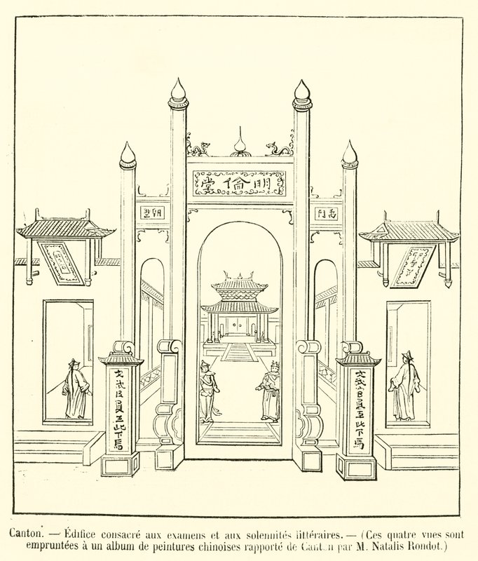 Canton, Building Dedicated to Exams and Literary Ceremonies (engraving) by French School