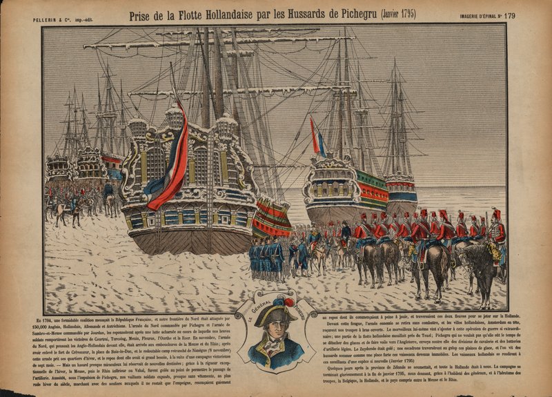 Capture of the Dutch fleet on the frozen Ijsselmeer by French hussars commanded by General Pichegru, January 1795 by French School