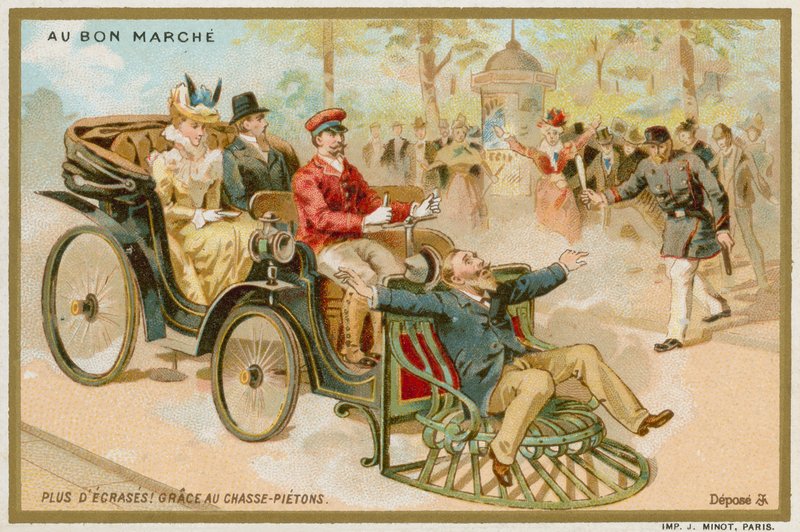 Car with a pedestrian equivalent of a cow catcher by French School