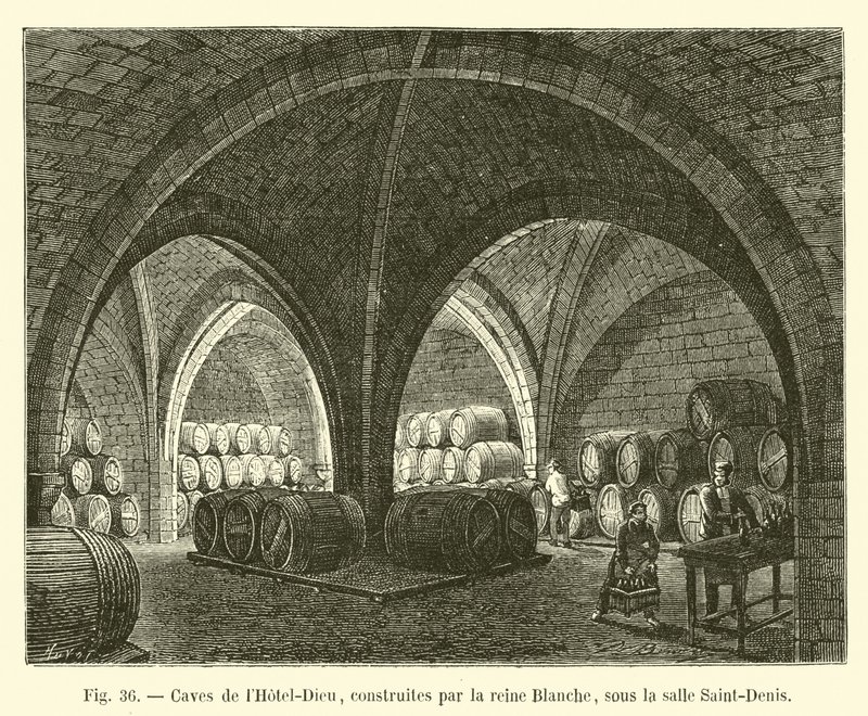 Cellars of the Hotel-Dieu, built by Queen Blanche, under the Saint-Denis hall by French School