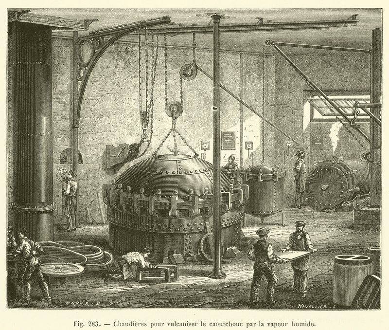 Boilers for Vulcanizing Rubber with Wet Steam (engraving) by French School