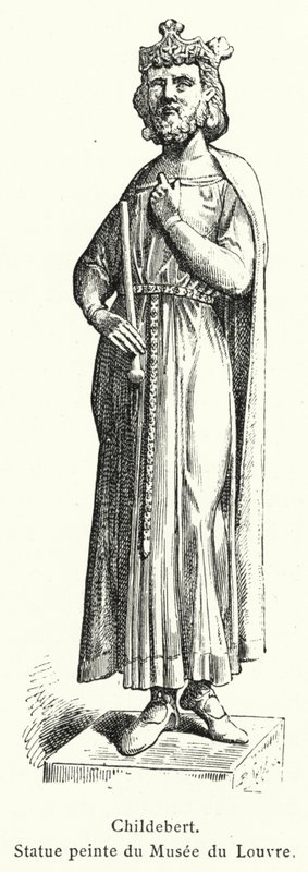 Childebert, Painted statue from the Louvre Museum by French School