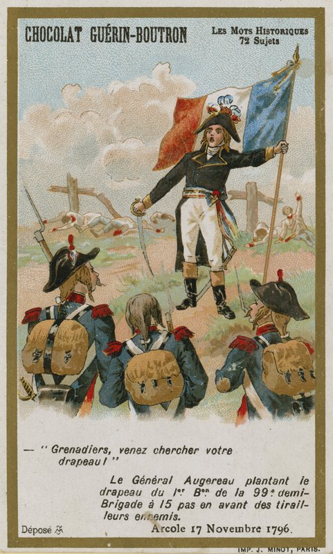 Chocolat Guerin-Boutron trade card, Historic Words series by French School