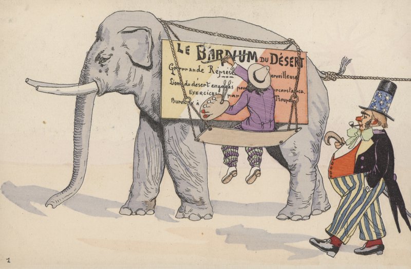 Circus scene, from a set of interconnecting postcards by French School