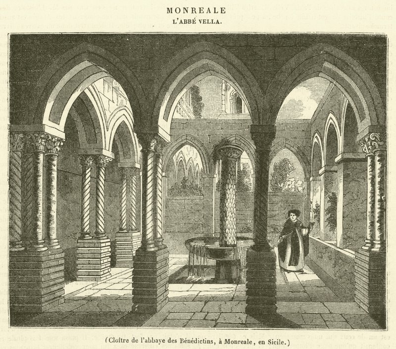 Cloister of the Benedictine Abbey, in Monreale, Sicily by French School