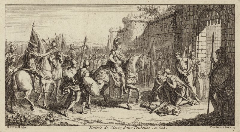 Clovis I, King of the Franks, Entering Toulouse After Defeating the Visigoths, 508 by French School