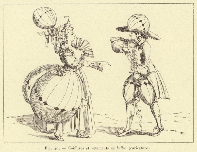 Hairstyles and Clothes in the Balloon (caricature) (engraving) by French School