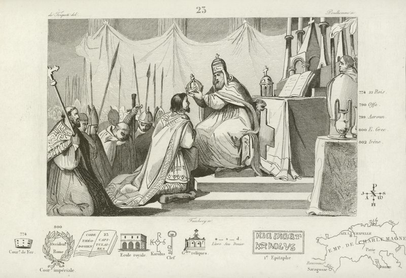 Coronation of Charlemagne as Holy Roman Emperor, Rome, 800 by French School