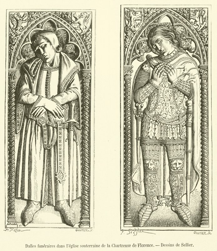 Funerary Slabs in the Underground Church of the Charterhouse of Florence (engraving) by French School