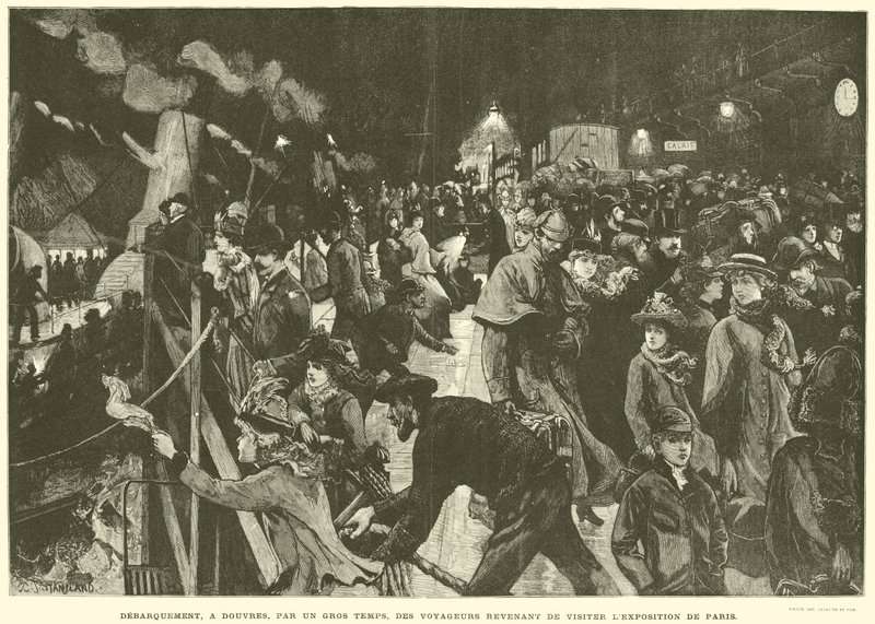 Disembarkation at Dover in Rough Weather, of Travelers Returning from Visiting the Paris Exhibition by French School