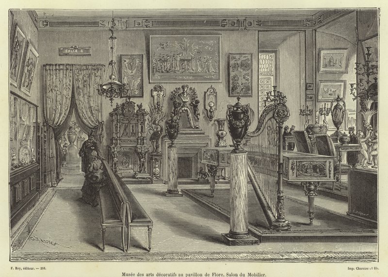 Display of living room furniture, Pavillon de Flore, Louvre Palace, Paris by French School