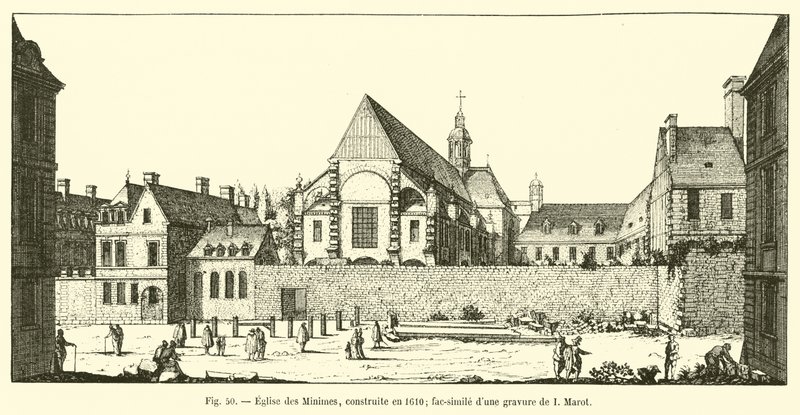 Church of the Minimes, Built in 1610; Facsimile of an Engraving by I Marot by French School