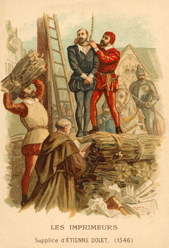 Execution of Etienne Dolet, French scholar, translator and printer, Paris by French School