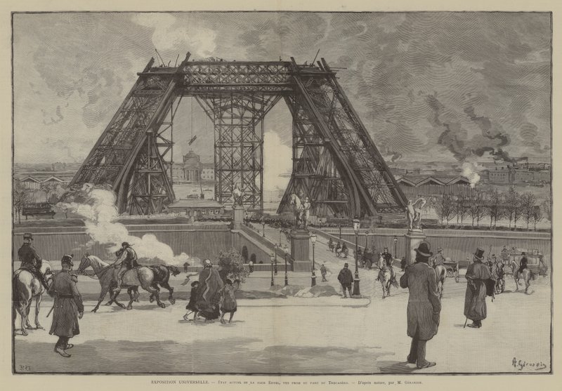 Universal Exposition, Current State of the Eiffel Tower, View from the Trocadero Park by French School