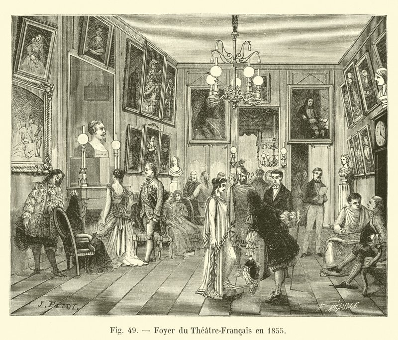 Foyer of the Theatre-Francais in 1855 by French School
