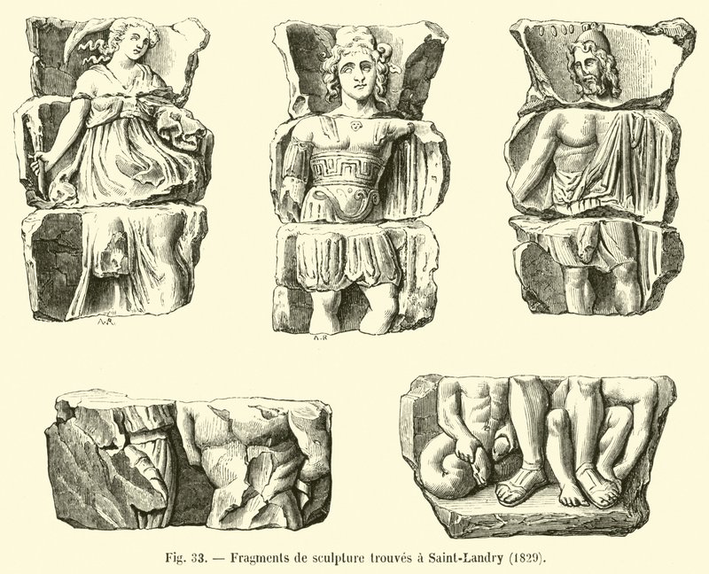 Fragments of Sculpture Found at Saint-Landry by French School