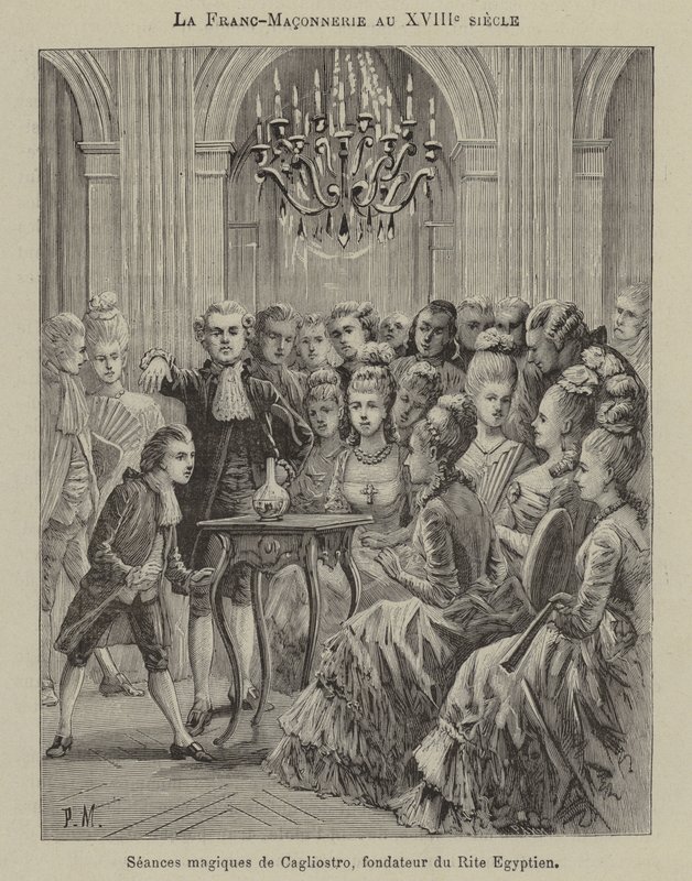 Freemasonry in the 18th Century: magic seance conducted by Aleesandro Cagliostro, founder of the Egyptian Rite by French School