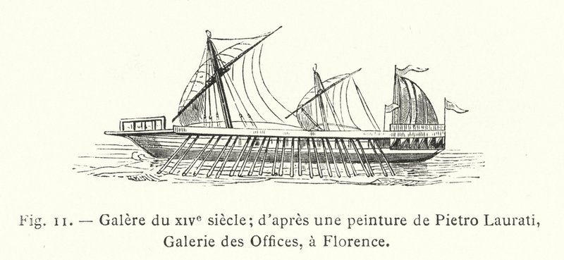 14th Century Galley; after a Painting by Pietro Laurati, Uffizi Gallery, Florence by French School