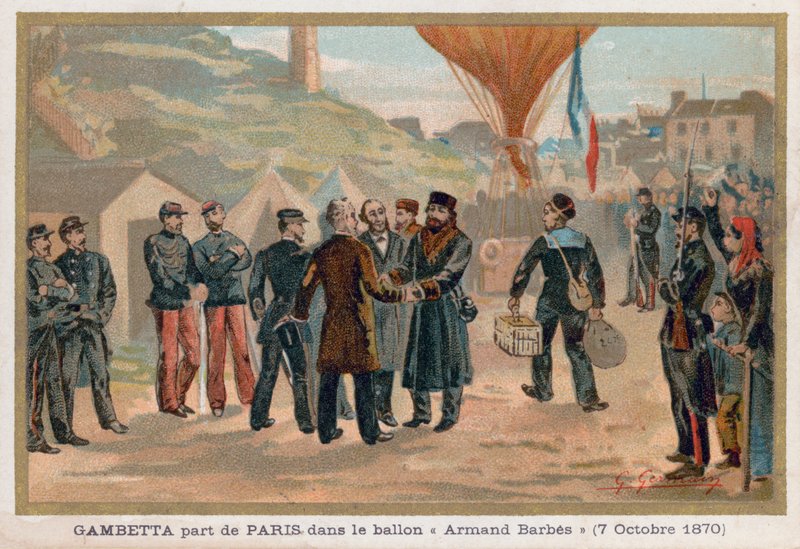 Gambetta Leaves Paris in the Hot Air Balloon Armand-Barbes by French School