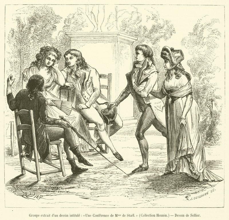 Group Extracted from a Drawing Titled, A Conference of Madame de Stael, Hennin Collection by French School