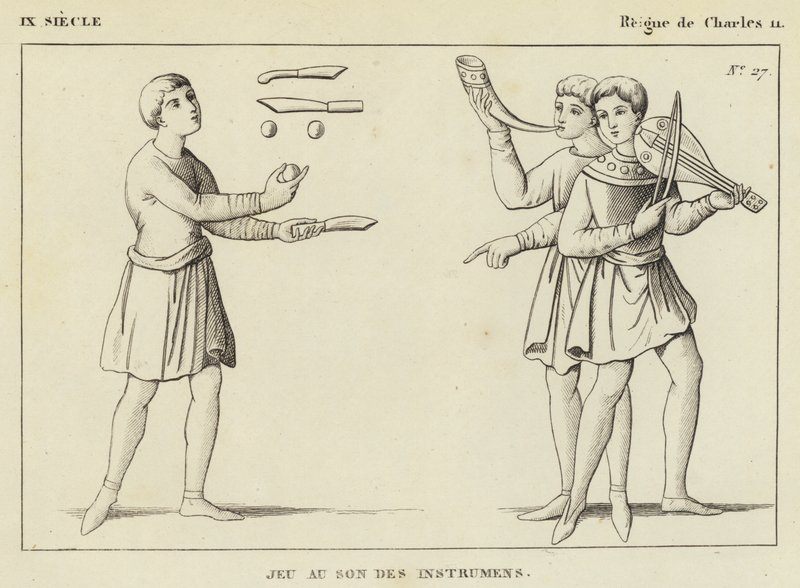 9th Century, Reign of Charles II, Game to the Sound of Instruments (engraving) by French School