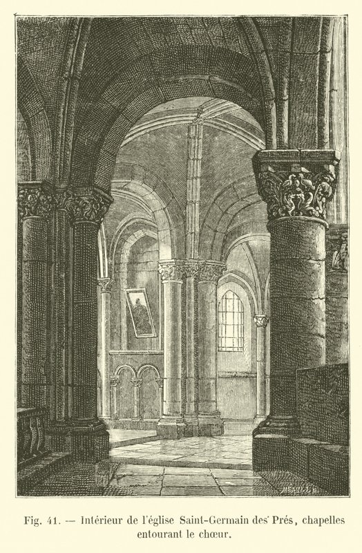 Interior of the Saint-Germain des Pres church, chapels surrounding the choir by French School