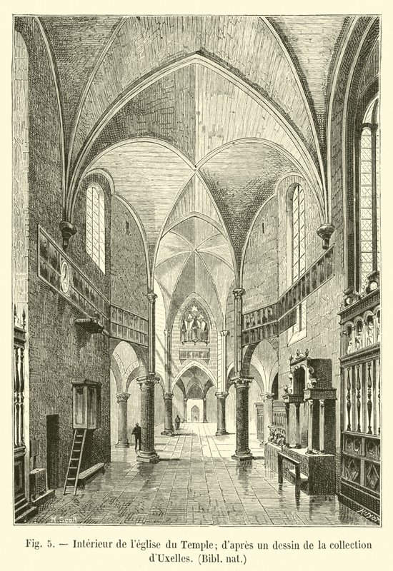 Interior of the Temple Church; after a drawing from the d