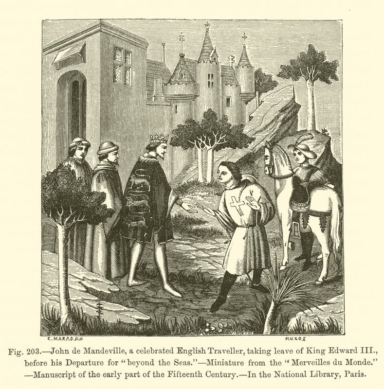 John de Mandeville, a celebrated English Traveller, taking Leave of King Edward III, before his Departure for "beyond the Seas" by French School
