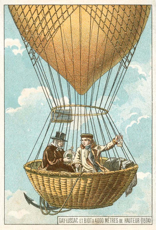 Joseph Louis Gay-Lussac and Jean-Baptiste Biot in a balloon at an altitude of 4000 metres by French School