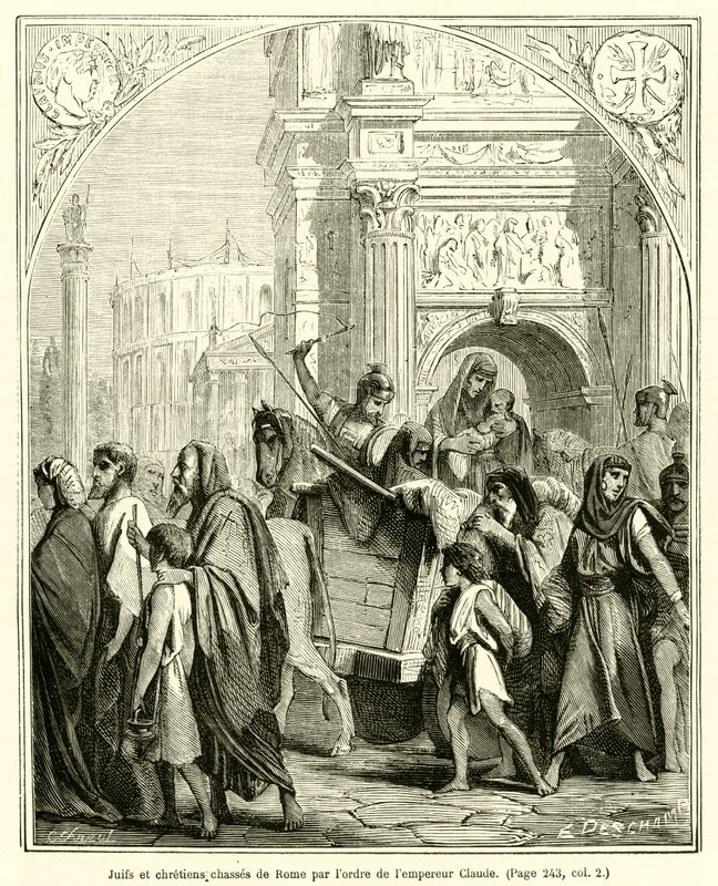 Jews and Christians Expelled from Rome by Order of Emperor Claudius (engraving) by French School