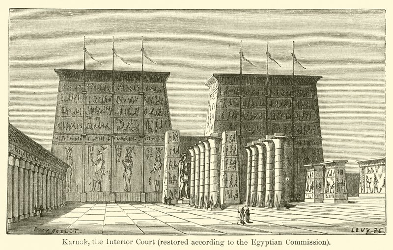Karnak, the Interior Court, restored according to the Egyptian Commission by French School