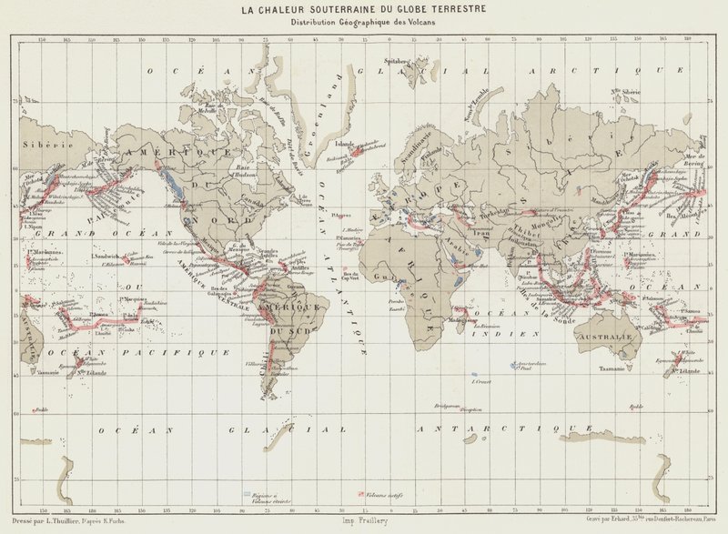 The Underground Heat of the Earth, Geographical Distribution of Volcanoes by French School