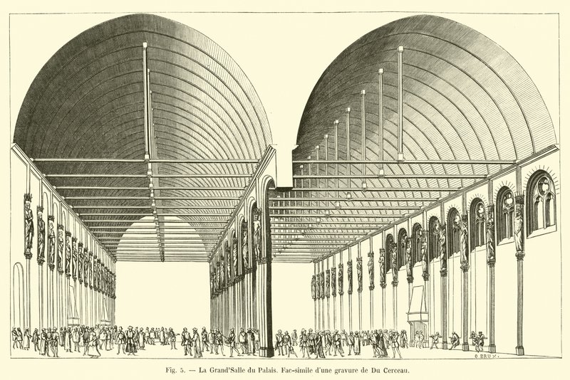 The Great Hall of the Palace, Facsimile of an engraving by Du Cerceau by French School