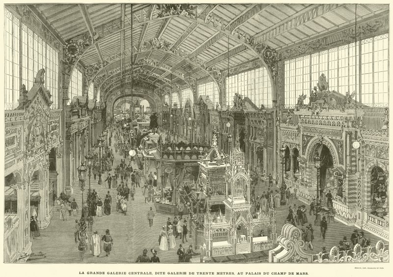 The Great Central Gallery, Known as the Thirty-Meter Gallery, at the Champ de Mars Palace by French School