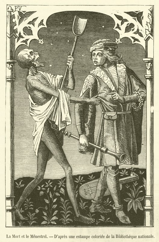 Death and the Minstrel (engraving) by French School