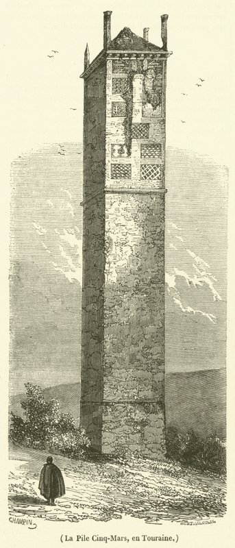 The Pile of Cinq-Mars, in Touraine (engraving) by French School