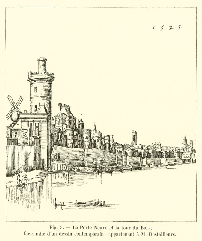 The New Gate and the Bois Tower; Facsimile of a Contemporary Drawing, Belonging to M. Destailleurs by French School
